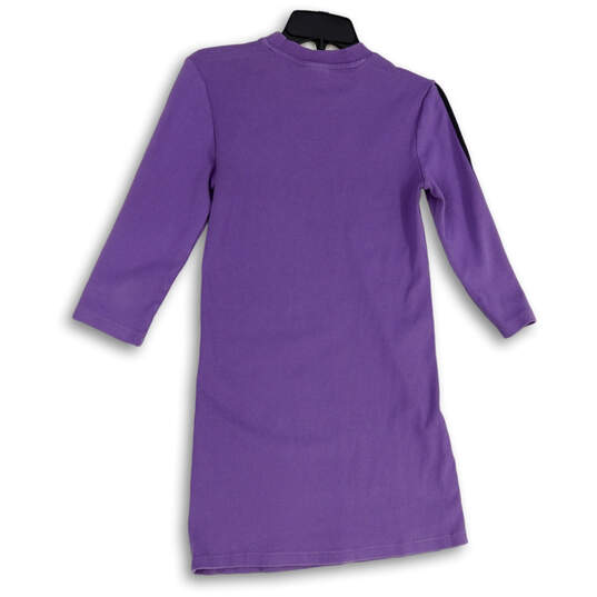 Womens Purple Ribbed Long Sleeve Crew Neck Pullover T-Shirt Dress Size XS image number 3