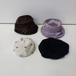 Bundle of 4 Assorted Vintage Hats (Different Styles, Different Sizes, Different Colors)