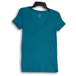J.Crew Womens Blue V-Neck Short Sleeve Pullover T-Shirt Size X-Small
