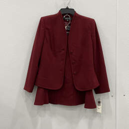 NWT Womens Red Long Sleeve Blazer And Skirt Two Piece Set Size 10P