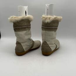 Womens White Goat Fur Mid-Calf Pull On Round Toe Apres Snow Boots Size 40 alternative image