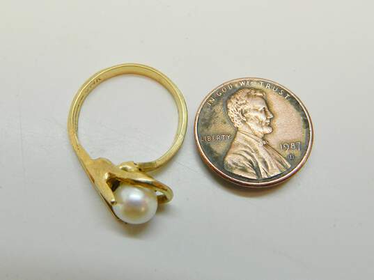 14k Yellow Gold Abstract Pearl Solitaire Ring 3.6g image number 4