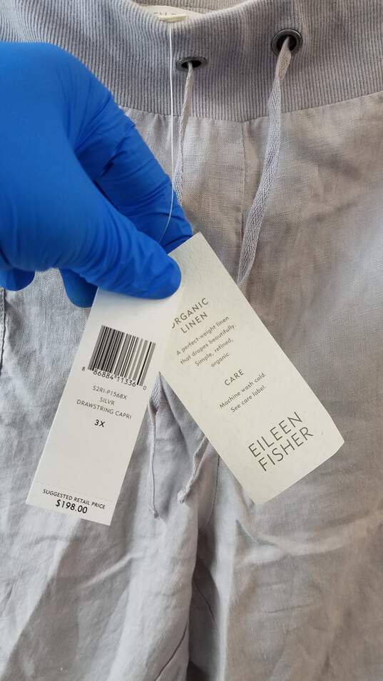 Organic Linen Eileen Fisher Pants Drawstring Capri 3X Gray image number 2