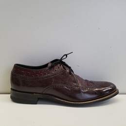 Stacy Adams Ostrich Embossed Oxblood Patent Leather Wingtip Oxford Dress Shoes Men's Size 10 D