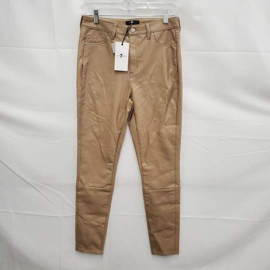 NWT 7 For All Mankind WM's Beige Vegan Leather Slim Pants Size SM image number 1