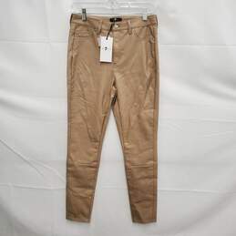 NWT 7 For All Mankind WM's Beige Vegan Leather Slim Pants Size SM