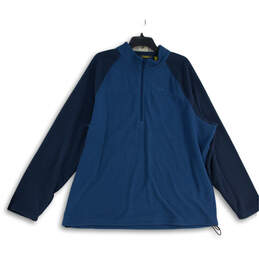 Mens Blue Long Sleeve Quarter-Zip Mock Neck Pullover Sweater Size 2XL