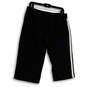 Womens Black Flat Front Elastic Waist Stretch Pull-On Capri Pants Size Large image number 2