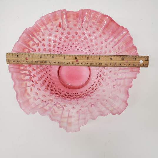 VTG Fenton Ruffled Hand Blown Glass Cranberry Pink Dish image number 4