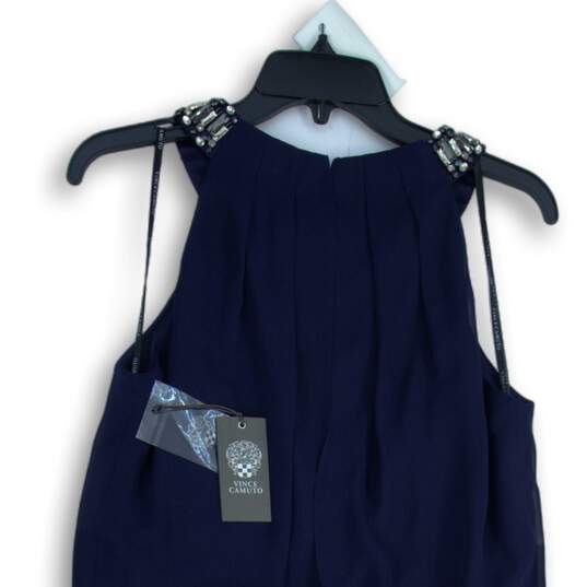NWT Vince Camuto Womens Navy Blue Sleeveless Back Zip Sheath Dress Size 10 image number 4
