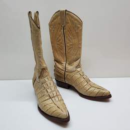 RUDEL Alligator Pattern Cowboy Boots Western Cream Leather Cross Men’s Sz 7