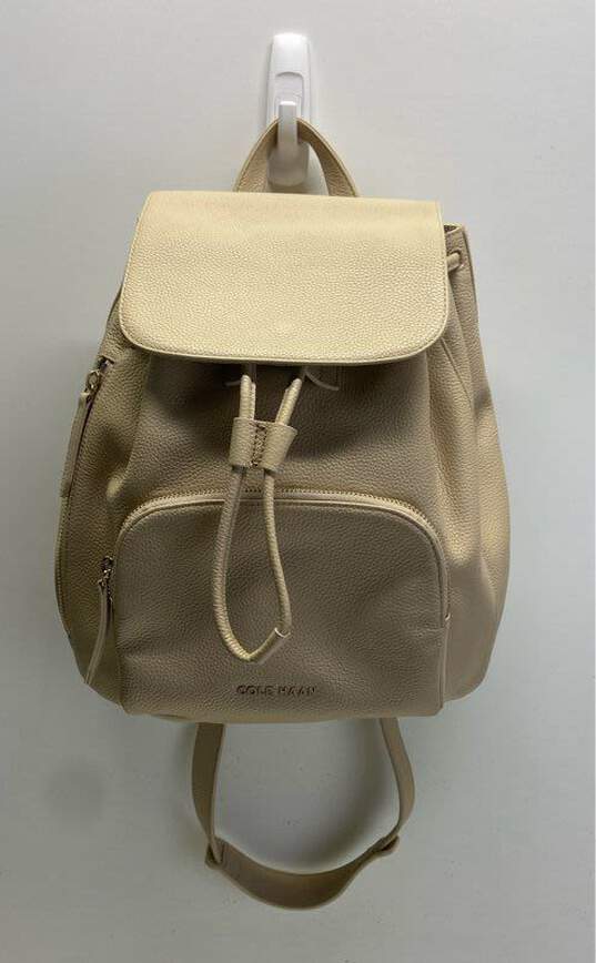Cole Haan Leather Classic Flap Backpack Beige image number 1