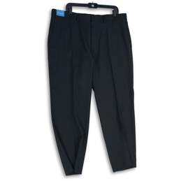 NWT Haggar Mens Black Flat Front Tailored Fit Straight Leg Dress Pants Sz 40X30