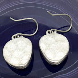 Designer Lucky Brand Silver-Tone Ivory Stone Fish Hook Drop Earrings