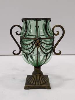 Antique French Glass Caged Footed Vase