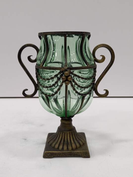 Antique French Glass Caged Footed Vase image number 1
