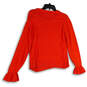 Womens Orange Knitted Crew Neck Long Sleeve Pullover Sweater Size XL image number 3