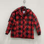 Womens Red Plaid Long Sleeve Hooded Quilted Puffer Jacket Size XXL image number 1