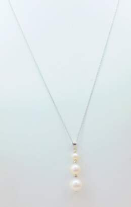 14K White Gold Pearl Pendant Necklace 2.4g alternative image