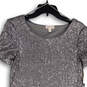 NWT Womens Silver Sequin Round Neck Short Sleeve Shift Dress Size XS image number 3