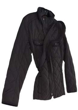 Women Black Long Sleeve Snap Front Pockets Winter Puffer Jacket Size Small alternative image