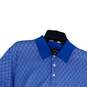 Mens Blue Printed Short Sleeve Collared Button Front Polo Shirt Size Small image number 3