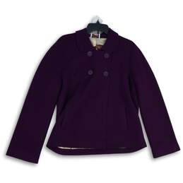 NWT Talbots Womens Purple Spread Collar Long Sleeve Button Front Jacket Size L