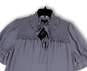 NWT Womens Gray Ruffle Short Sleeve Smocked Pullover Blouse Top Size Small image number 3