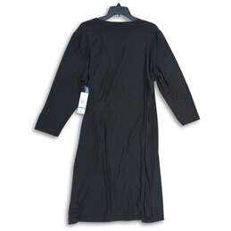 NWT Black Label by Evan-Picone Womens Black Long Sleeve Wrap Dress Size 18 alternative image
