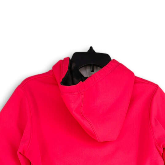 Womens Pink Blue Long Sleeve Drawstring Pullover Hoodie Size Small image number 4