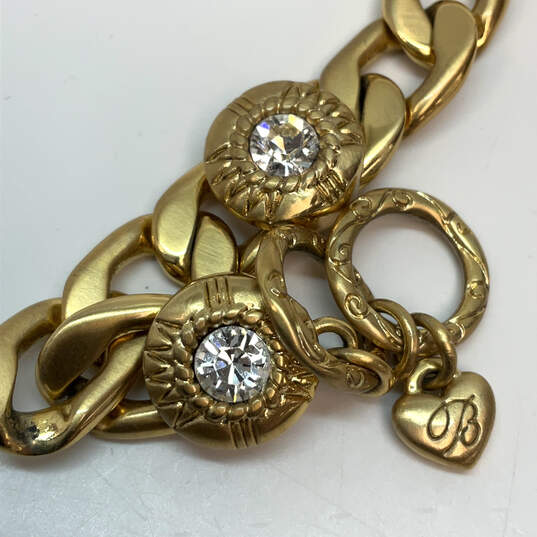 Designer Brighton Gold-Tone Rhinestone Toggle Clasp Link Chain Bracelet image number 4