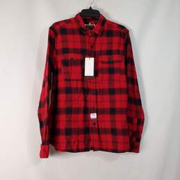 Denim & Flower Men Red/Black Flannel Shirt Sz L NWT
