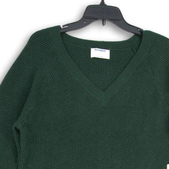 NWT Old Navy Womens Green Knitted Ribbed V-Neck Long Sleeve Sweater Dress Size L image number 3