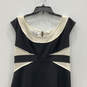 Womens Black White Scoop Neck Regular Fit Back Zip Sheath Dress Size 14 image number 3