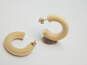 14K Yellow Gold Post Wooden Demi Hoop Earrings 1.6g image number 3