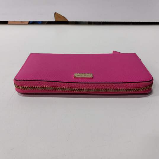 Kate Spade Pink Saffiano Leather Zip Around Wallet Clutch image number 4