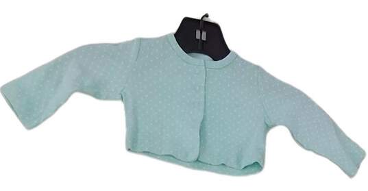 Baby Blue Polka Dot Long Sleeve Button Up Shirt Size 0-3M image number 1