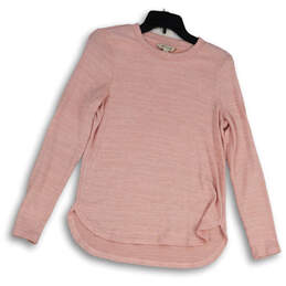 Womens Pink Long Sleeve Regular Fit Crew Neck Pullover T-Shirt Size Small