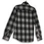 Mens Black White Plaid Long Sleeve Spread Collar Button-Up Shirt Size M image number 2
