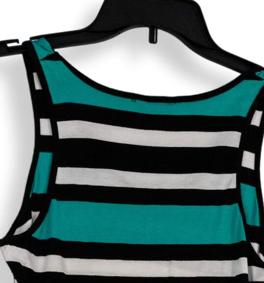 Womens Black Green Striped Scoop Neck Sleeveless Pullover Tank Top Size S image number 4