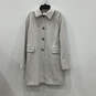 Womens Gray Long Sleeve Button Front Flap Pockets Trench Coat Size XL image number 1