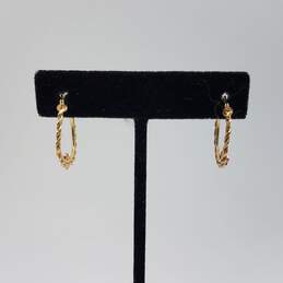 ORO 10k Gold Two Tone Rope & Flower Hoop Earrings 1.4g
