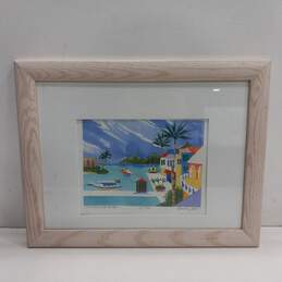 Signed and Numbered 'Christiansted Harbor' Lithograph Watercolor Print