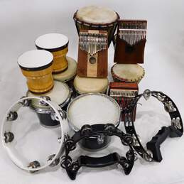 Lot of Various Hand Percussion Instruments (12); Bongos, Djembes, Kalimbas, Etc.
