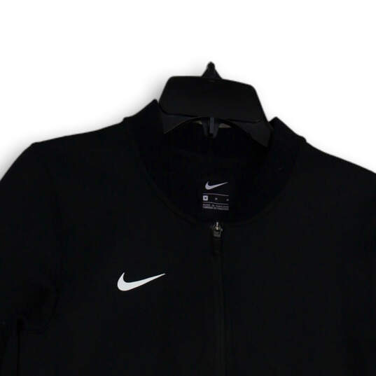 Mens Black Long Sleeve Band Collar Activewear Full-Zip Jacket Size Medium image number 3