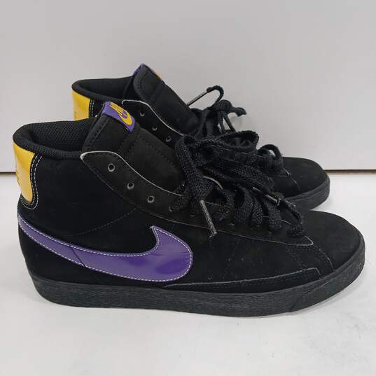 Nike Blazer High Black, Purple & Yellow Sneakers Size 9.5 image number 3