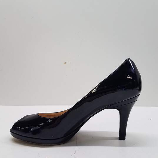 Cole Haan Black Patent Leather Peep Toe Pump Heels Shoes Size 8.5 B image number 1