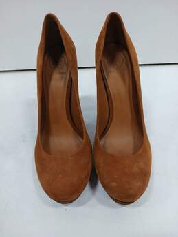 Tory Burch Slip On Suede Leather Brown Pump Style Heels Size 11M