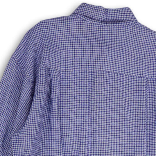 NWT Mens Blue Check Spread Collar Long Sleeve Button-Up Shirt Size Large image number 2