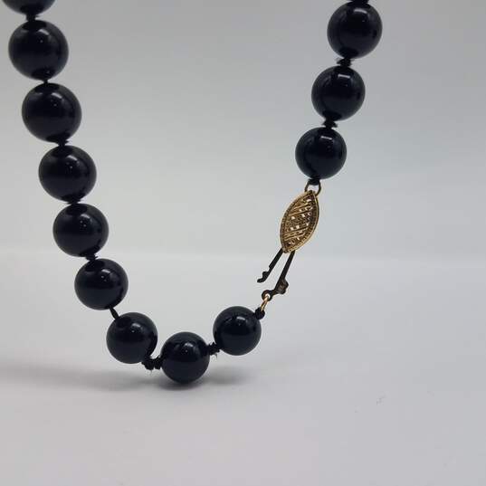 14k Gold Onyx Beaded Necklace 36.7g image number 4